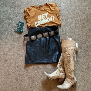 Vintage leather mini skirt